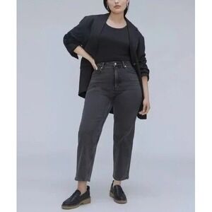 Everlane The Curvy Way High Jean Womens 35 Regular‎ Black Straight Denim
